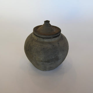 Lidded Village Jar - Grey