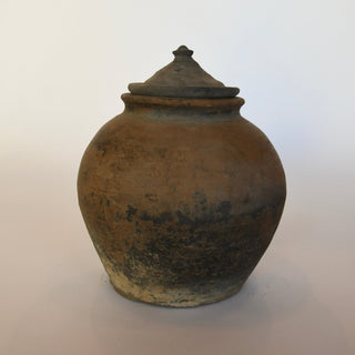 Lidded Village Jar - Brown