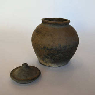 Lidded Village Jar - Brown