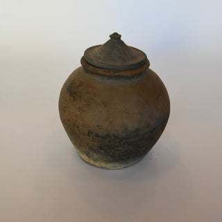 Lidded Village Jar - Brown