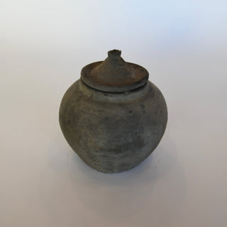 Lidded Village Jar - Grey - Details and Design - Vessel - Blue Ocean Traders