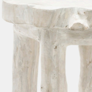 Royd White Teak Stool – Elegant Teak Wood Accent - Details and Design - Stools - Made Goods