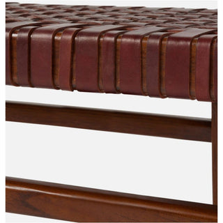 Small Percy Bench | Chestnut Leather Dark Stain Teak | Compact Percy Bench - Details and Design - Benches - Made Goods