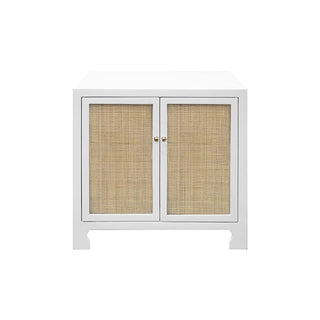 Alden White Cane Side Table End Cabinet - Details and Design - Cabinet - Worlds Away