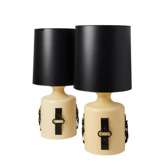 Antique Earthenware and Leather Strap Lamps, Set of 2 - Details and Design - Antique - Details and Design Showroom