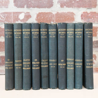 Cover of Antique Set of Dickens Works Books – Complete set of nine vintage editions