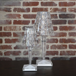 "Modern Clear Table Lamp with Extended Battery Life"