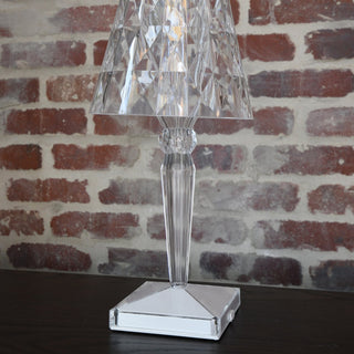 "Elegant Clear Table Lamp with Touch Controls and Big Battery"