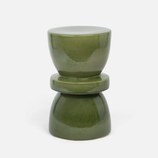Made Goods Binx Ceramic Green Gloss Stool I Side Table 