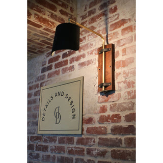 Black Walnut Brass and Leather Ava Wall Sconce - Details and Design - Wall Sconce - lostine