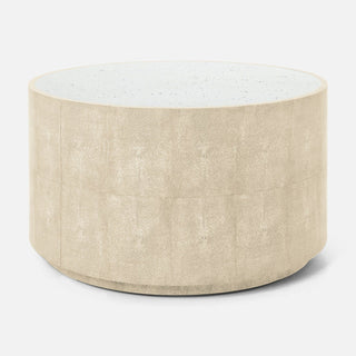 Cara Cocktail Coffee Table in Ivory Faux Shagreen - Details and Design - coffee table - Made Goods