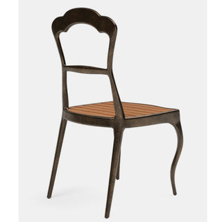 Modern Ithaca Dining Chair with Metal Frame and Teak Seat