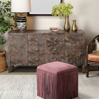 Plum Suede Hallie Stool with Chic Fringe - Details and Design - Stools - Made Goods