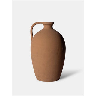 Rustic Terracotta Textured Jug Vase - Handmade Decor Accent