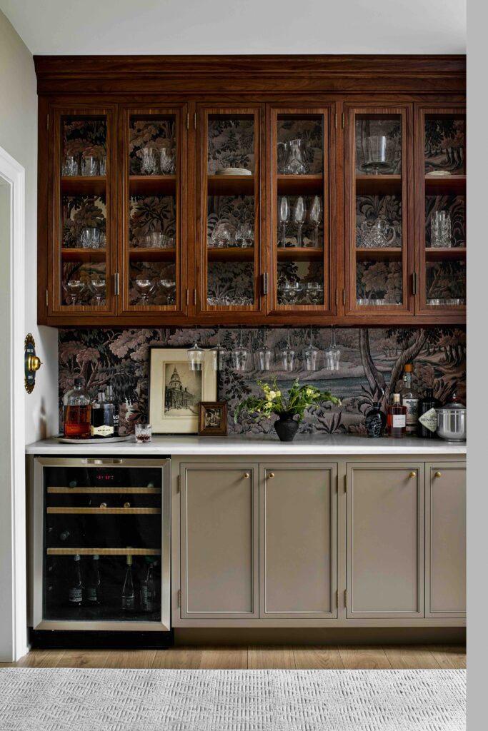 Wet bar with custom cabinetry
